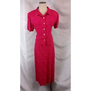 VTG Karin Stevens Pink Dress & Jacket Women's Petite Size 12 Long Pink Dress
